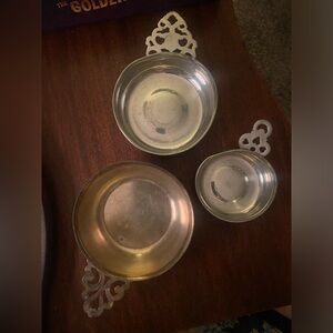 Set of 3 Vintage Bowls with Filigree Handles